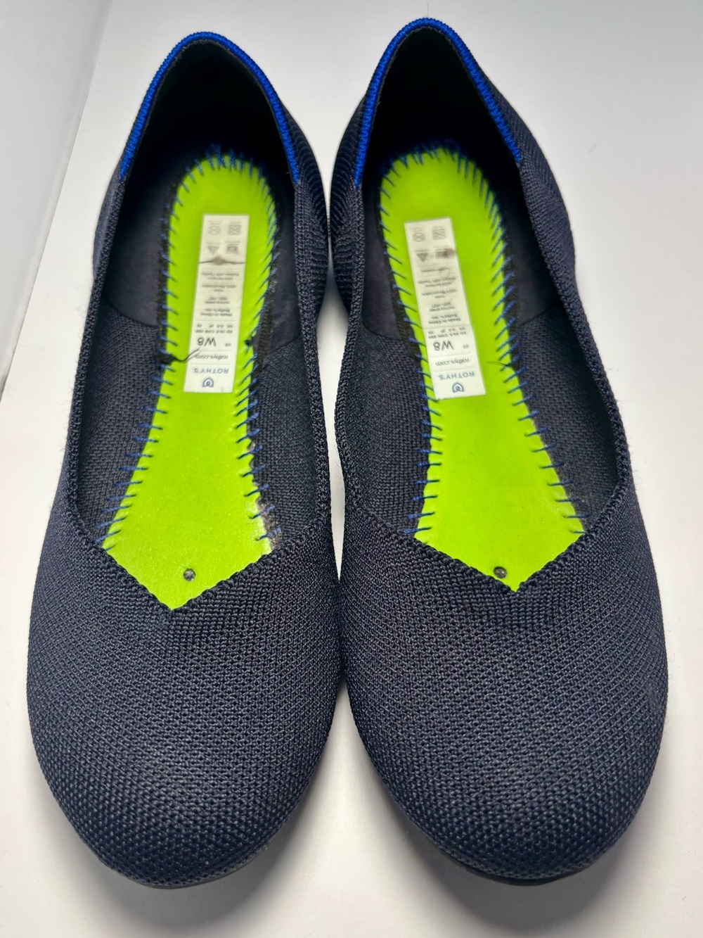 Rothy’s Th Flat Maritime Navy Women’s Ballet size 8 no insole